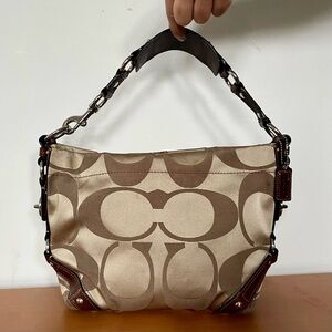 Coach Carly Signature Shoulder Bag Silver Hardware